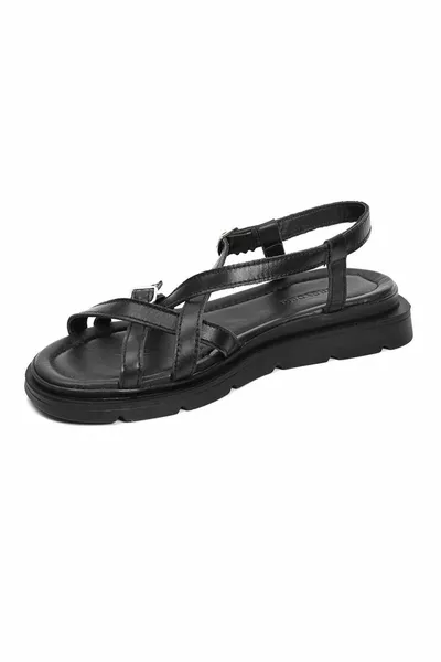 Дамски черни сандали от естествена кожа 