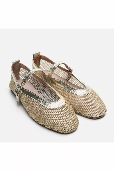 Златни дамски балетки