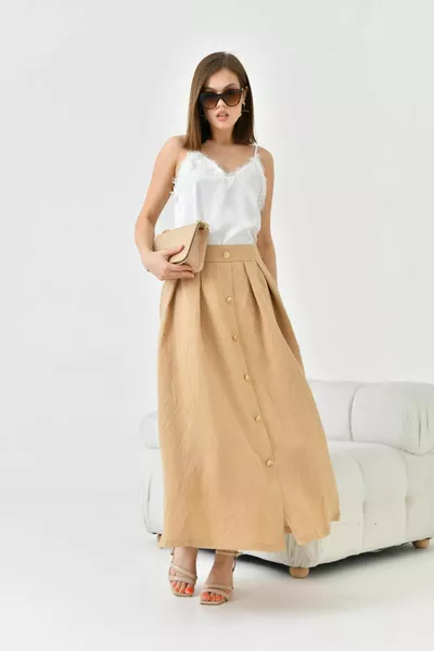 Women's Button-Down Skirt Beige 