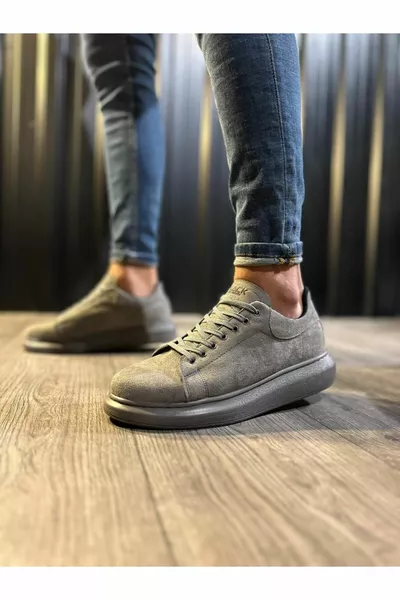 High Sole Casual Shoes Grey (Suede)