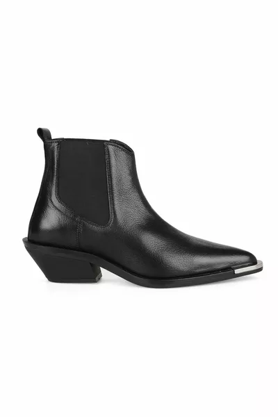 Черные кожаные эластичные женские ковбойские сапоги Киото