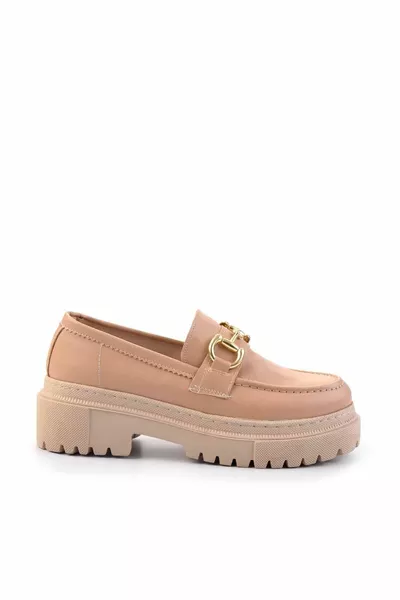 Nude Damen Loafer Schuhe 