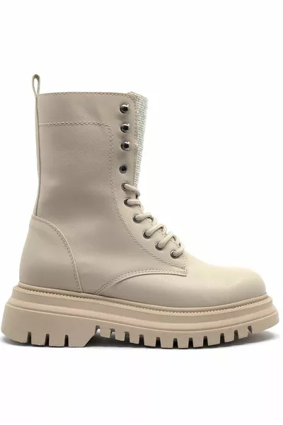 Feles سميكة وعالية وحيد اللسان حجر الأحذية عارضة أحذية بريدية نسائية BEIGE