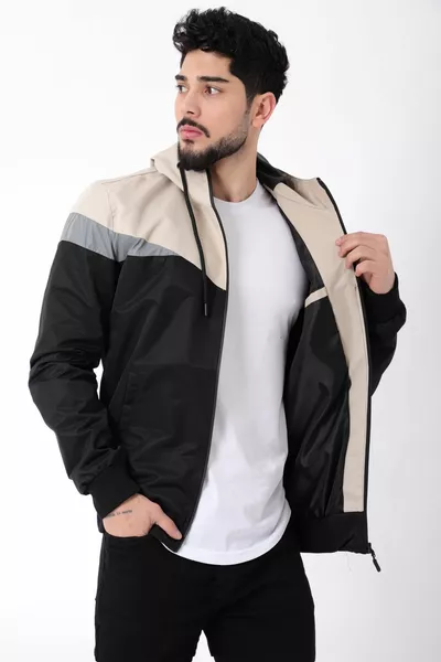 Manteau de saison à capuche beige Bill Triangle Piece pour homme 