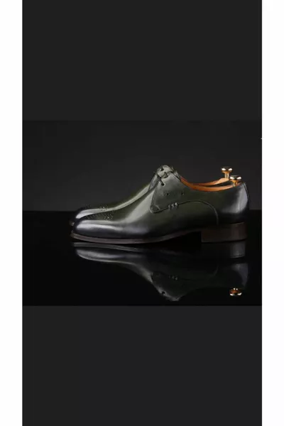 Chaussures en cuir véritable vert pour hommes