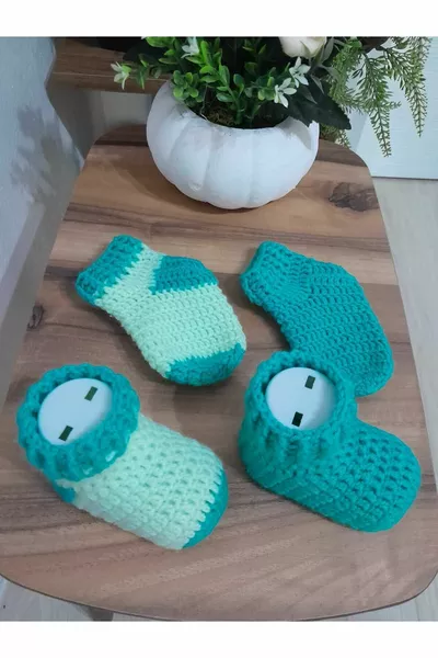 Вязаные вручную пинетки для девочки для мальчиков 0-6 месяцев Комплект из 2 штук