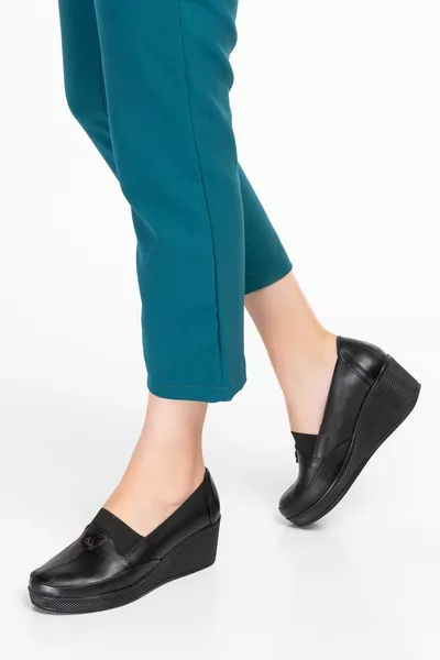  Echtes Leder Orthopädische Damen Plateau Heel Schuhe