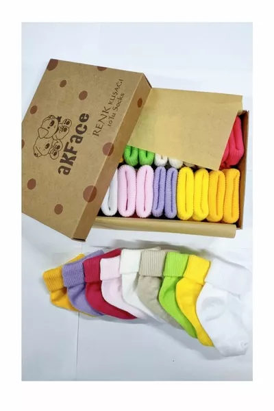 Organic  Colorful Boxed Baby Girl Socks 0-2 Years