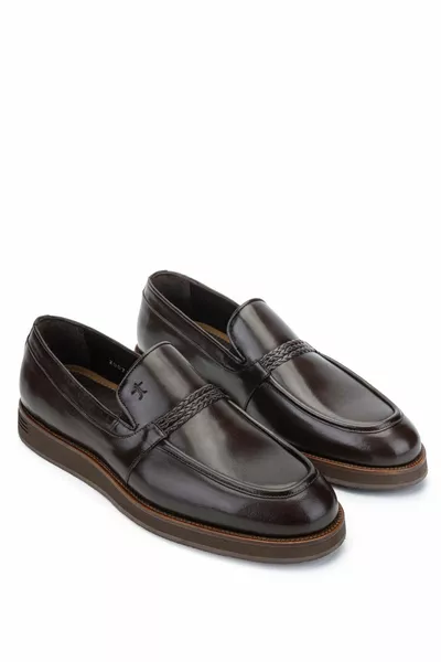 Mocassins marron en cuir véritable pour hommes
