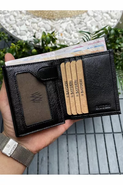 سانتو محفظة رجالية جلدية أصلية صغيرة مع حامل بطاقة إضافي