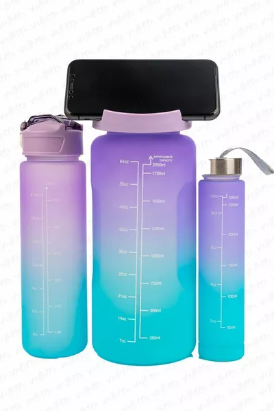 Eldorado 3er-Set BPA-freie Motivationswasserflasche Lila Wasserflasche, Wasserflasche, Trinker
