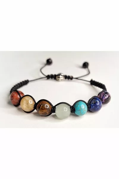 الحجر الطبيعي 7 سوار شقرا جمشت - لازورد - فيروز - أفينتورين - عين النمر - سيترين - يشب