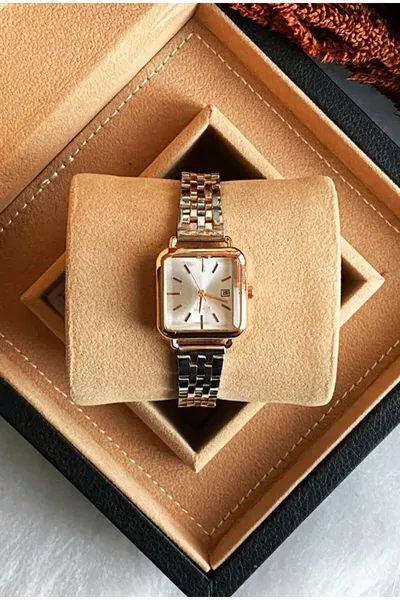 Daté - Montre-bracelet femme femme Rétro carré en acier Jeunes filles et femmes Montres-bracelets