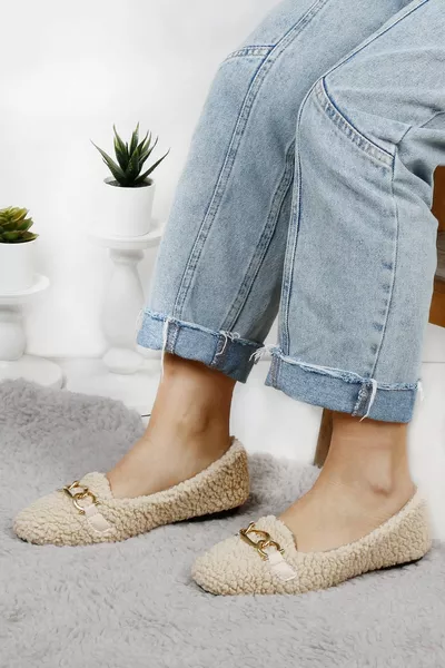 أفخم الريش سلسلة المرأة منزل أحذية الباليه الشقق