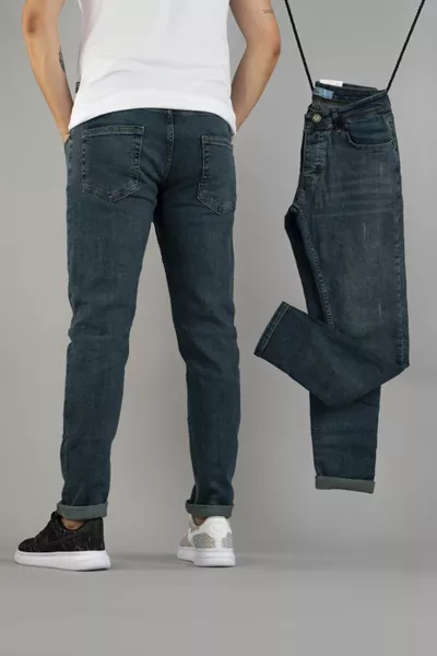 Jeans Slim Fit Lycra Uomo Blu con Unghie