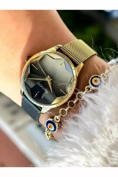 Giallo / Nero Colore Acciaio Cinturino Impermeabile Garantito Orologio Da Polso Bracciale