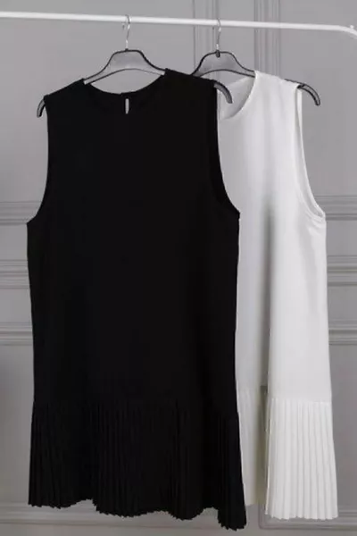 Плисирана черна екрю 2-Pack дамска риза с хиджаб Туника Бельо