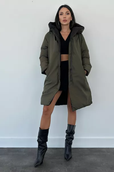 معطف طويل منتفخ مزدوج الجوانب lns