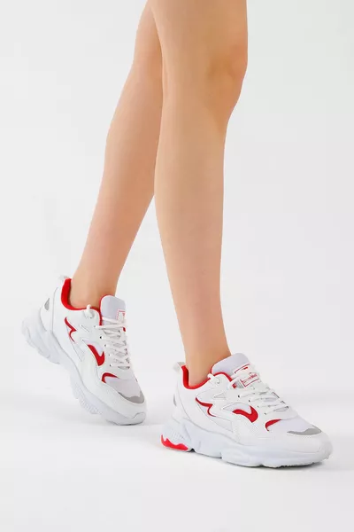 Unisex White Red Sneakers 
