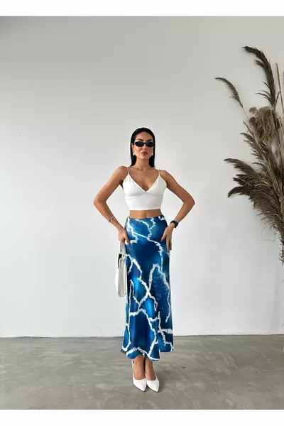 الفاخرة جودة الخصر المطاطي ماكسي طول تنورة طويلة الساتان