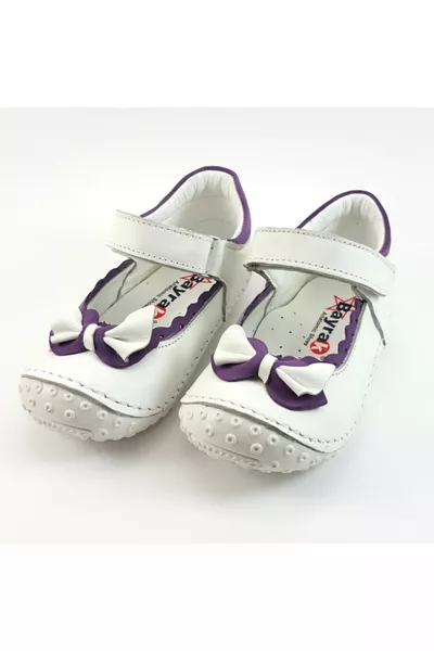 White Purple Genuine Leather First Step Orthopedic Baby Girl Shoes