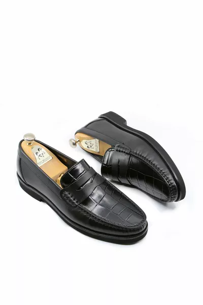 Echt lederen zwarte loafers met riem heren loafer schoenen 