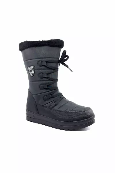  Winter Thermal Schwarze Schneestiefel mit Fell innen