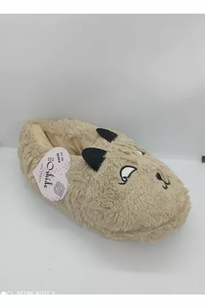 Akınalbella Women's Plush Camel Panduf