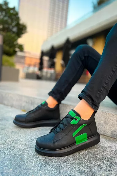ANTAMA High-Top Winter Spring Sneakers BLACK/GREEN- CHE