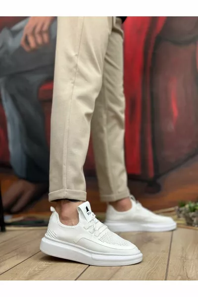 Baskets à semelle blanche de style tricoté sur mesure