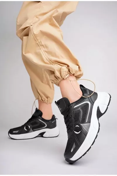 Lambırlent  Маратонки с дебела подметка Унисекс Маратонки ЧЕРНО-БЕЛИ