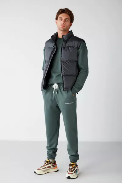 Marshall Ensemble de survêtement décontracté vert foncé brodé % coton % polyester pour homme