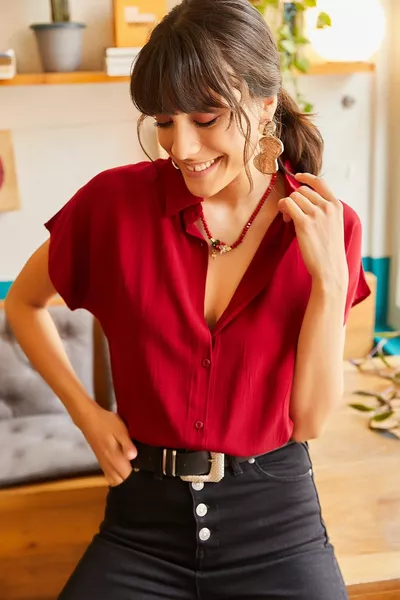 Cherry Rot Bat Viskose Shirt für Damen 