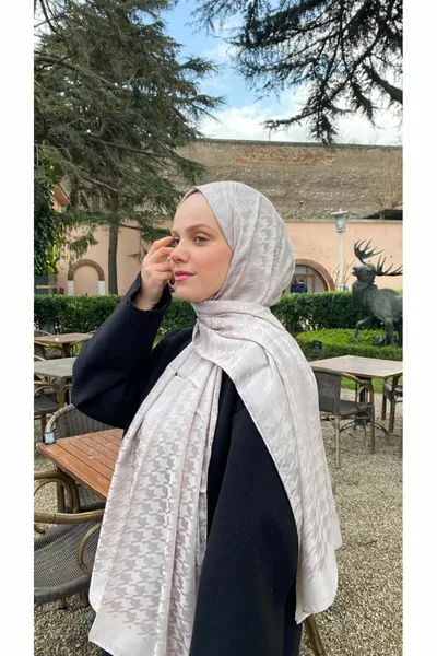 Kazayağı Desen Taş Pamuk Jakar Şal