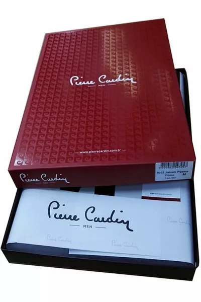 طقم بيجامة بأكمام طويلة باللون الأزرق الداكن للرجال