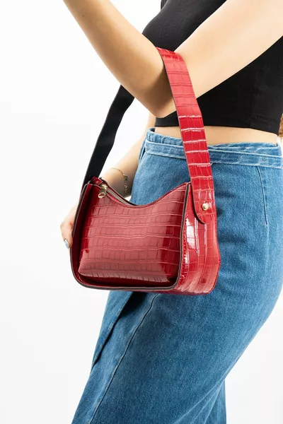 Confezione da 2 pezzi da donna Borsa baguette fantasia coccodrillo Borsa elegante adatta per l'uso quotidiano