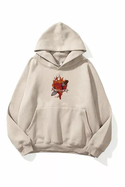 Unisex Love Hate Sweatshirt Hoodie Stone