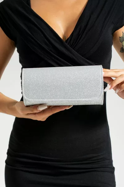 المرأة بريق الفضة البسيطة محفظة مساء اللباس حقيبة حقيبة الكتف