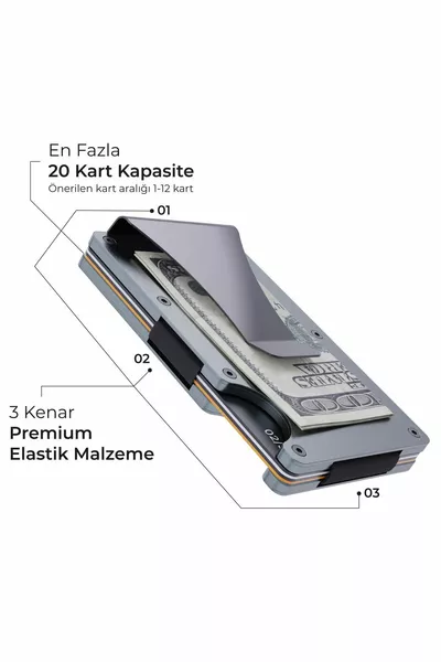 Cardx - Burano Clips - Portafoglio Minimalista di Nuova Generazione e Porta Carte in Metallo - Protezione RFID Unisex (GRIGIO)