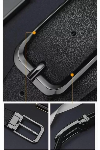 Williampolo Genuine Leather Black Metal Buckle Men's Belt