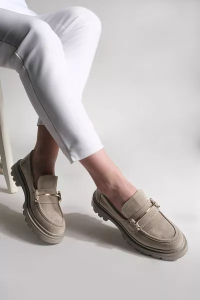 Women's Loafer Thick Sole Chain Casual Shoes Zolez Mink