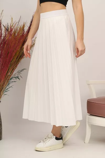 Дамска кожена пола, дълга плисирана пола, пола с хиджаб, дълга кожена пола