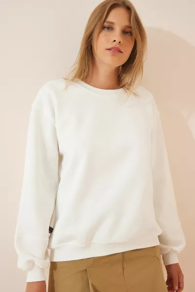 Sweat-shirt Femme Ecru Raison Basic 