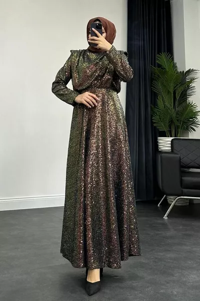 فساتين سهرة صغيرة من الترتر ذهبي