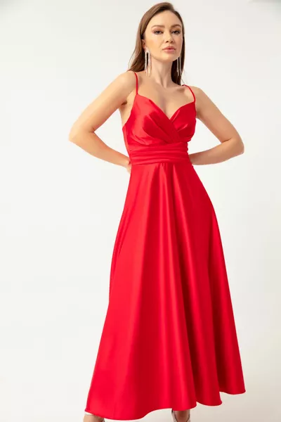 المرأة حبل أحمر حزام حزام الخصر الساتان ميدي مساء اللباس والتخرج اللباس