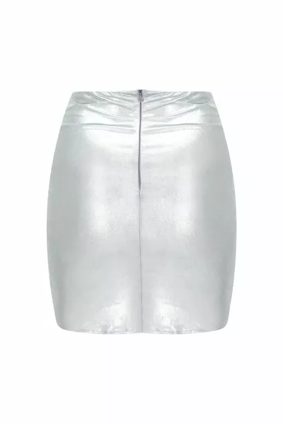Shine Silvery Silver Grey Mini Skirt
