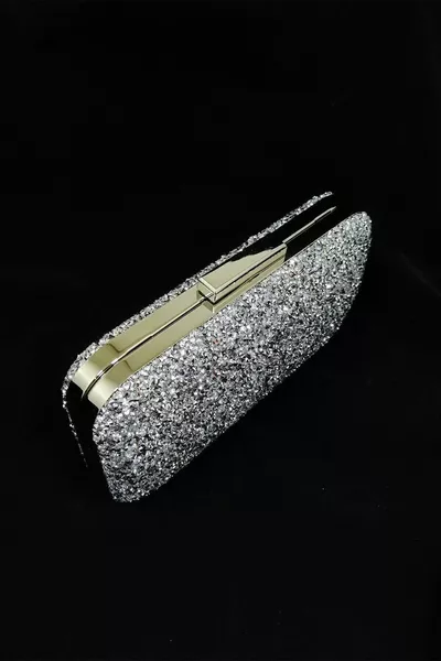 Yakamoz المرأة الفضة الحجر مساء اللباس مخلب محفظة حقيبة