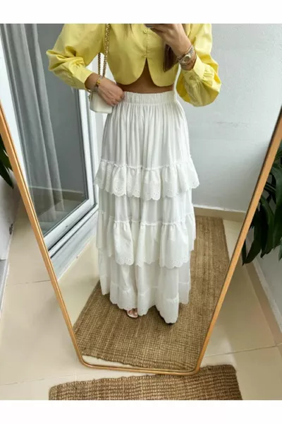 Многослойная юбка длины макси Ecru