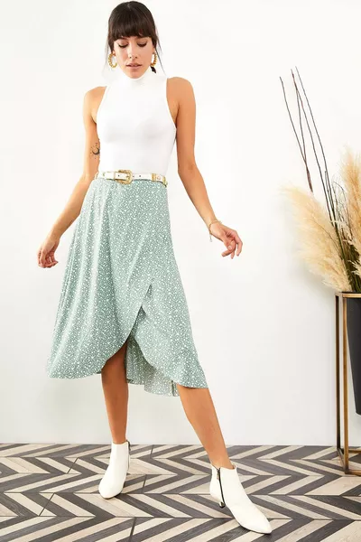 Jupe cache-cœur vert menthe pour femme 
