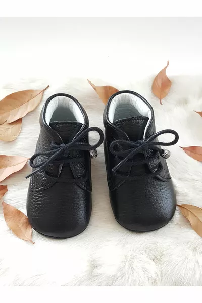 أحذية أطفال جلدية أصلية سوداء